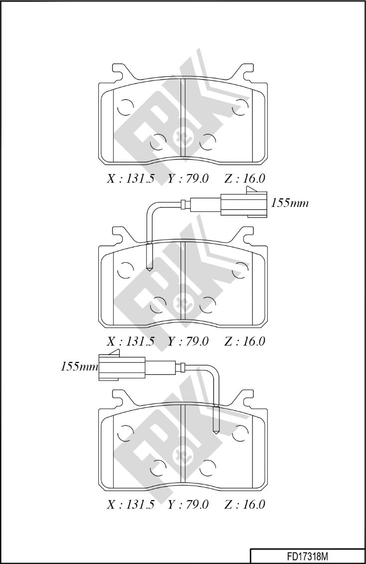 FBK FD17318M - Гальмівні колодки, дискові гальма autocars.com.ua