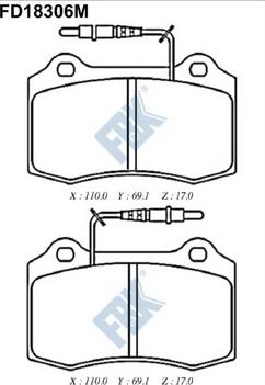 FBK FD18306M - Гальмівні колодки, дискові гальма autocars.com.ua