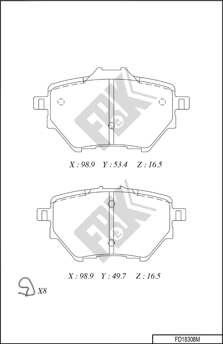 FBK FD18308M - Тормозные колодки, дисковые, комплект avtokuzovplus.com.ua