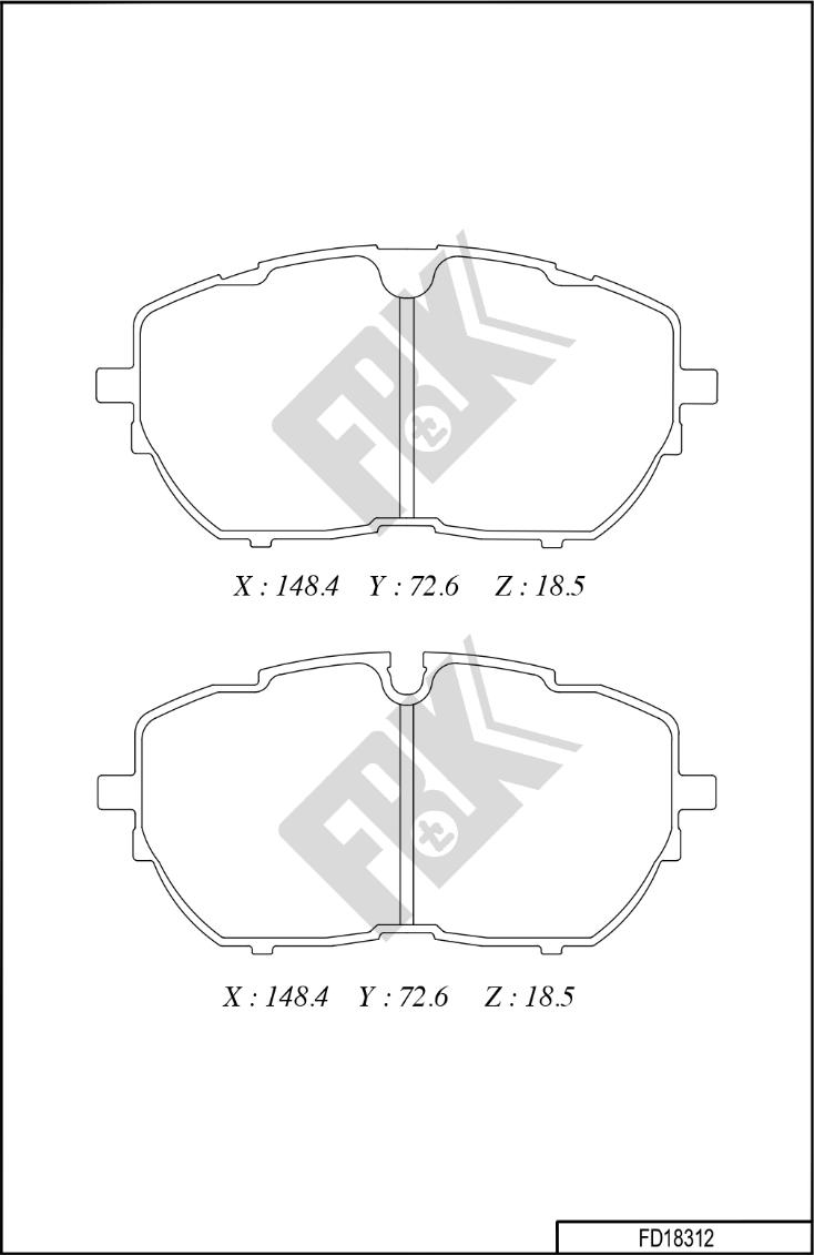 FBK FD18312 - Тормозные колодки, дисковые, комплект avtokuzovplus.com.ua