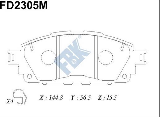 FBK FD2305M - Тормозные колодки, дисковые, комплект avtokuzovplus.com.ua