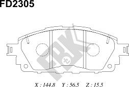 FBK FD2305 - Тормозные колодки, дисковые, комплект avtokuzovplus.com.ua