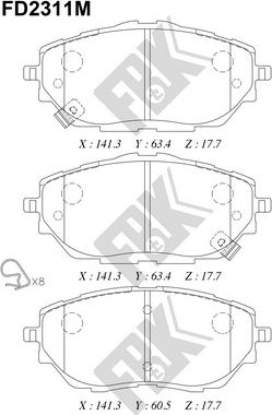 FBK FD2311M - Тормозные колодки, дисковые, комплект avtokuzovplus.com.ua