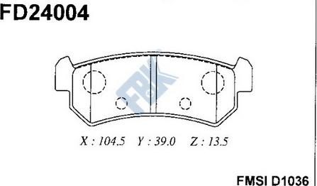 FBK FD24004 - Гальмівні колодки, дискові гальма autocars.com.ua