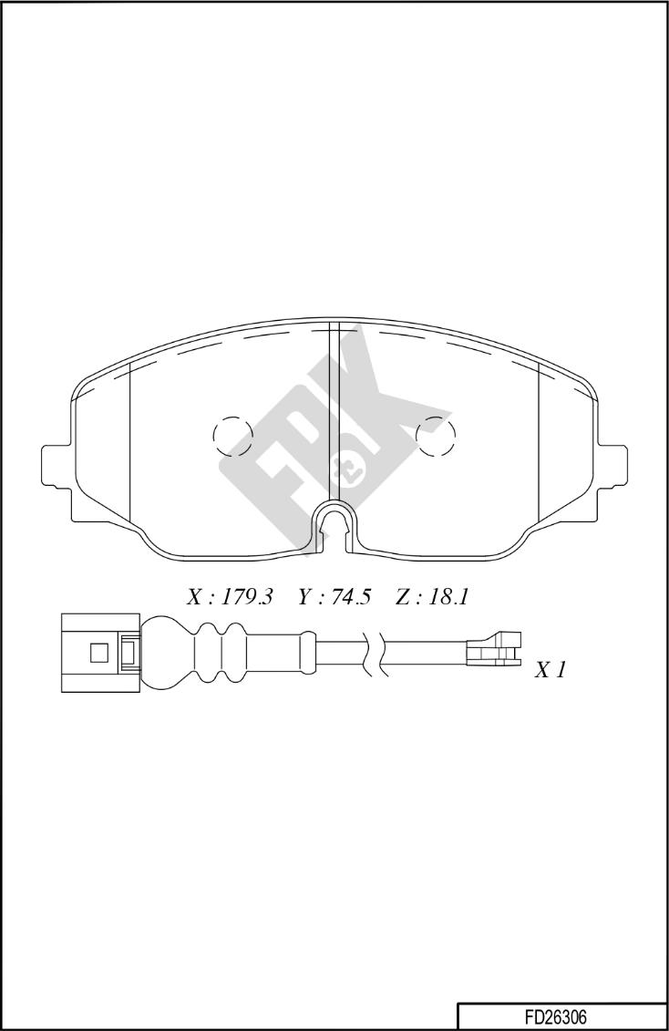 FBK FD26306 - Гальмівні колодки, дискові гальма autocars.com.ua