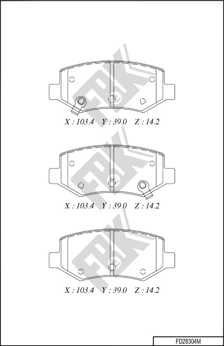 FBK FD28304M - Гальмівні колодки, дискові гальма autocars.com.ua