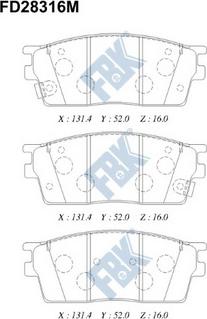 FBK FD28316M - Гальмівні колодки, дискові гальма autocars.com.ua