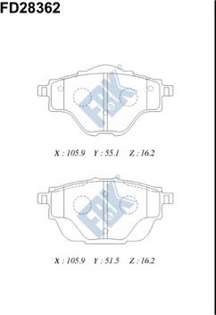 FBK FD28362 - Тормозные колодки, дисковые, комплект avtokuzovplus.com.ua