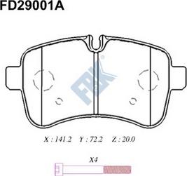 FBK FD29001A - Тормозные колодки, дисковые, комплект avtokuzovplus.com.ua