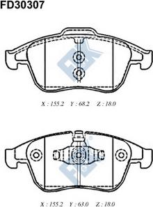 FBK FD30307 - Гальмівні колодки, дискові гальма autocars.com.ua