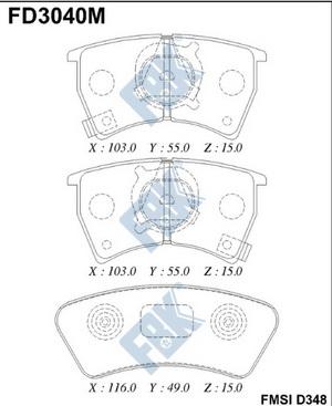 FBK FD3040M - Тормозные колодки, дисковые, комплект avtokuzovplus.com.ua