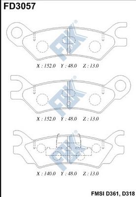 FBK FD3057 - Тормозные колодки, дисковые, комплект avtokuzovplus.com.ua