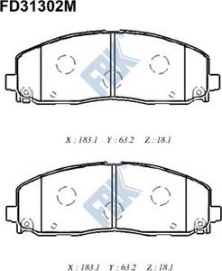 FBK FD31302M - Тормозные колодки, дисковые, комплект avtokuzovplus.com.ua