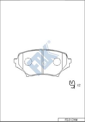 FBK FD3134M - Тормозные колодки, дисковые, комплект avtokuzovplus.com.ua