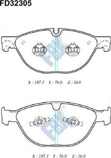 FBK FD32305 - Тормозные колодки, дисковые, комплект avtokuzovplus.com.ua