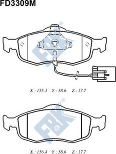 FBK FD3309M - Гальмівні колодки, дискові гальма autocars.com.ua