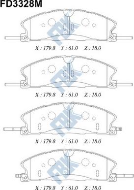 FBK FD3328M - Тормозные колодки, дисковые, комплект avtokuzovplus.com.ua