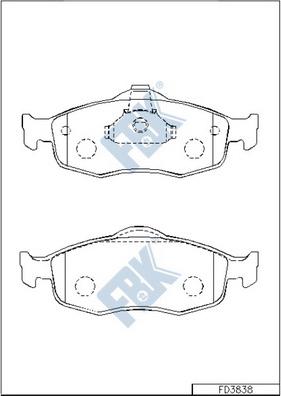 FBK FD3838 - Тормозные колодки, дисковые, комплект avtokuzovplus.com.ua