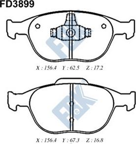 FBK FD3899 - Гальмівні колодки, дискові гальма autocars.com.ua