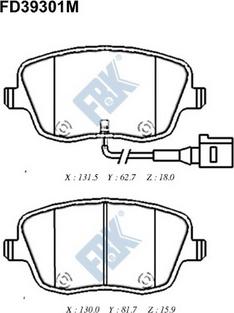 FBK FD39301M - Гальмівні колодки, дискові гальма autocars.com.ua