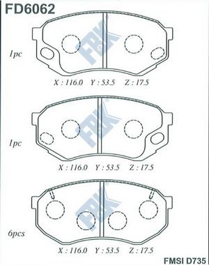 FBK FD6062 - Тормозные колодки, дисковые, комплект avtokuzovplus.com.ua