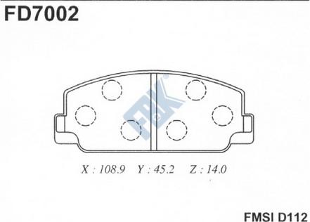 FBK FD7002 - Гальмівні колодки, дискові гальма autocars.com.ua