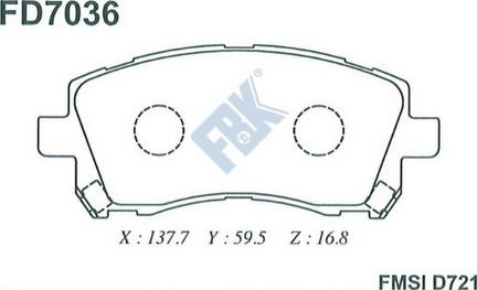 FBK FD7036 - Гальмівні колодки, дискові гальма autocars.com.ua