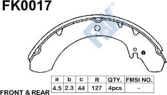 FBK FK0017 - Комплект гальм, барабанний механізм autocars.com.ua