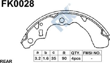 FBK FK0028 - Комплект гальм, барабанний механізм autocars.com.ua