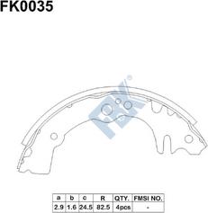 FBK FK0035 - Комплект гальм, барабанний механізм autocars.com.ua