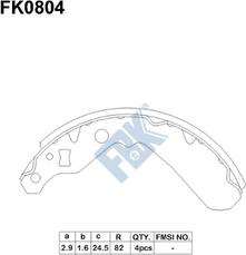 FBK FK0804 - Комплект гальм, барабанний механізм autocars.com.ua