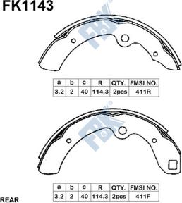 FBK FK1143 - Комплект тормозных колодок, барабанные avtokuzovplus.com.ua