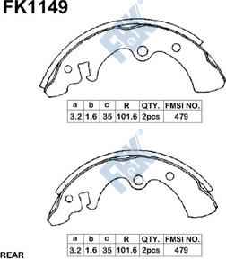 FBK FK1149 - Комплект тормозных колодок, барабанные avtokuzovplus.com.ua