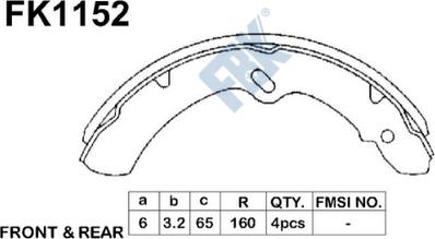 FBK FK1152 - Комплект гальм, барабанний механізм autocars.com.ua