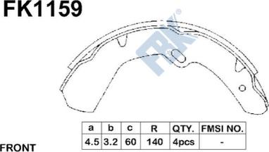 FBK FK1159 - Комплект тормозных колодок, барабанные avtokuzovplus.com.ua