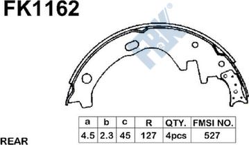 FBK FK1162 - Комплект гальм, барабанний механізм autocars.com.ua