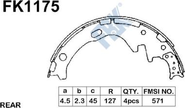 FBK FK1175 - Комплект гальм, барабанний механізм autocars.com.ua