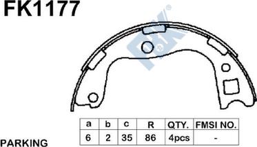 FBK FK1177 - Комплект гальм, ручник, парковка autocars.com.ua