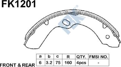 FBK FK1201 - Комплект гальм, барабанний механізм autocars.com.ua