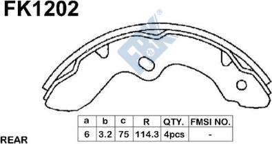 FBK FK1202 - Комплект гальм, барабанний механізм autocars.com.ua