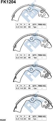 FBK FK1204 - Комплект тормозных колодок, барабанные avtokuzovplus.com.ua