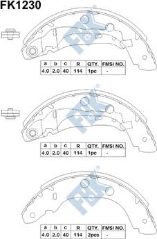 FBK FK1230 - Комплект гальм, барабанний механізм autocars.com.ua