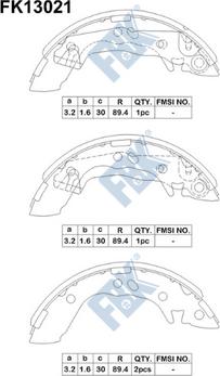 FBK FK13021 - Комплект тормозных колодок, барабанные avtokuzovplus.com.ua