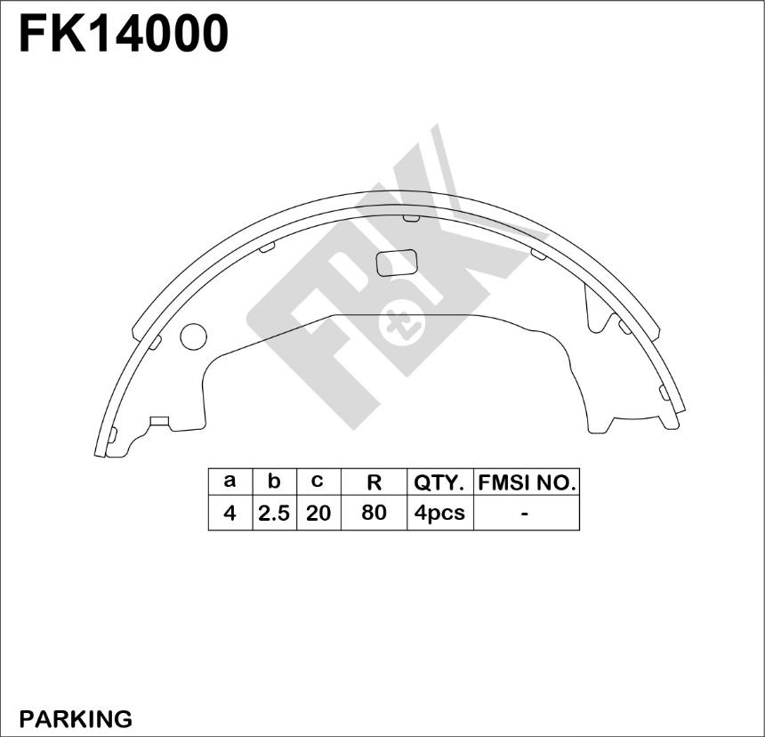 FBK FK14000 - Комплект гальм, ручник, парковка autocars.com.ua