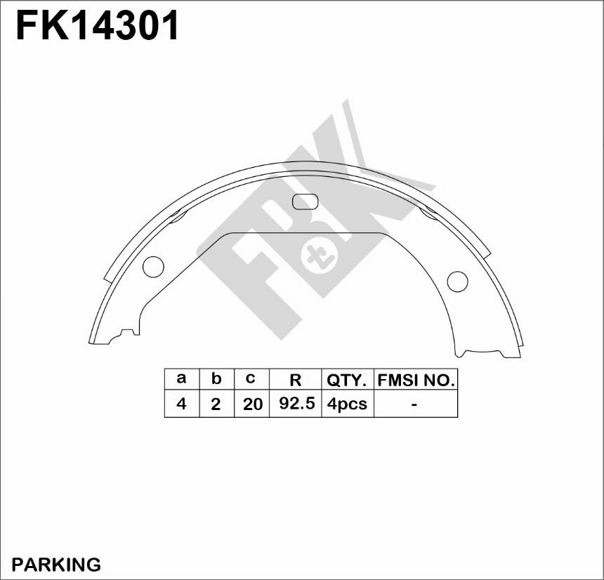 FBK FK14301 - Комплект гальм, ручник, парковка autocars.com.ua