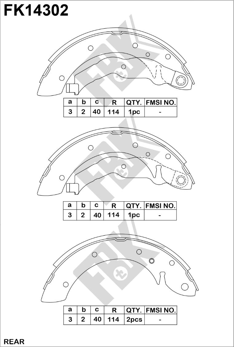 FBK FK14302 - Комплект тормозных колодок, барабанные avtokuzovplus.com.ua