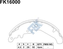 FBK FK16000 - Комплект гальм, барабанний механізм autocars.com.ua