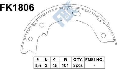 FBK FK1806 - Комплект тормозов, ручник, парковка avtokuzovplus.com.ua