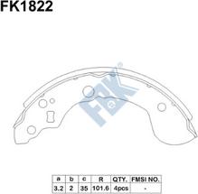 FBK FK1822 - Комплект тормозных колодок, барабанные avtokuzovplus.com.ua