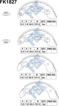 FBK FK1827 - Комплект тормозных колодок, барабанные avtokuzovplus.com.ua